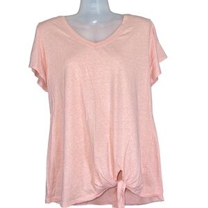 French Laundry Women's Peach Tie-Front Top large